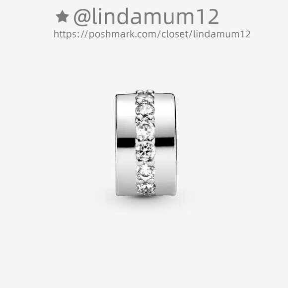 Pandora Clear Sparkling Row Clip Charm - Picture 2 of 7